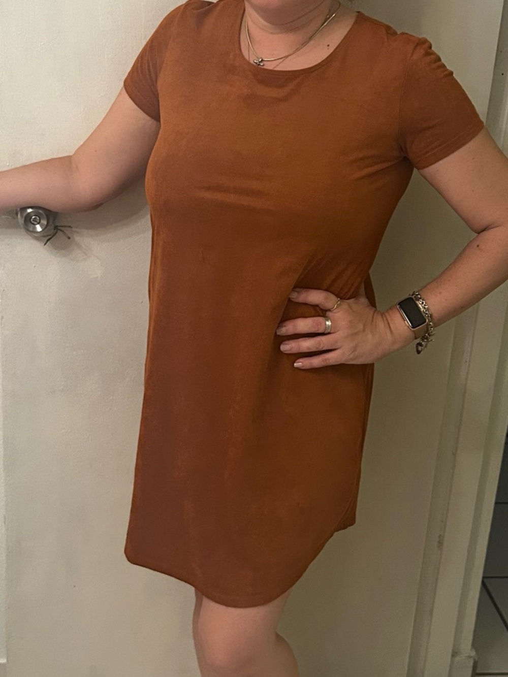 Garage Rust Midi Dress - Short Sleeve Scoop Neck